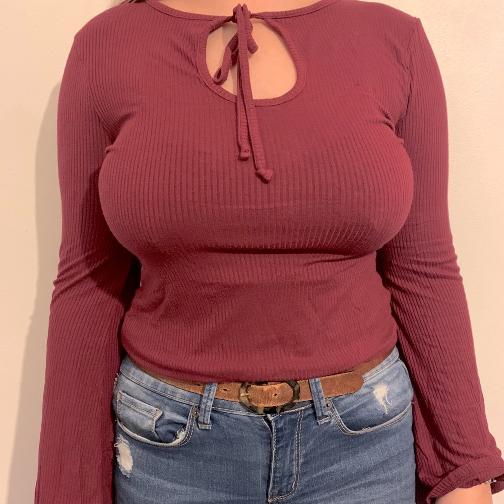 Maroon cutout top